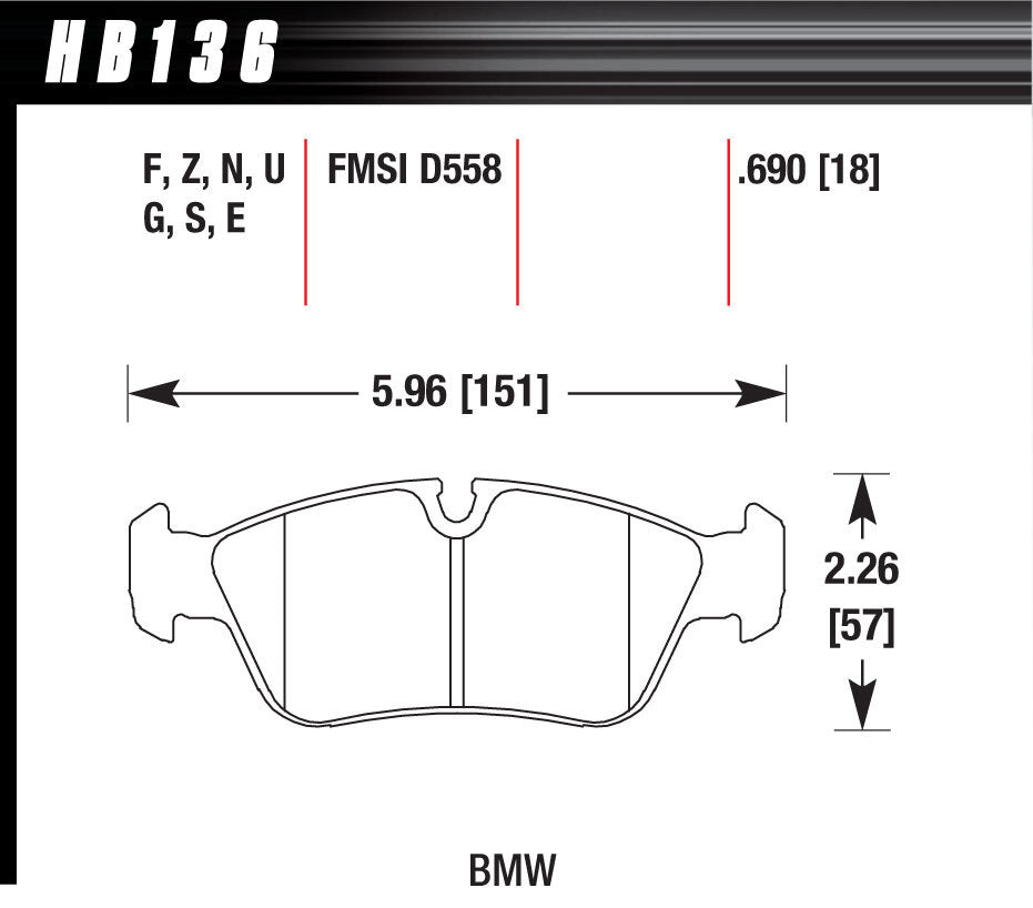 HAWK BRAKE HB136G690 - Brake Pads DTC-60 BMW Front image