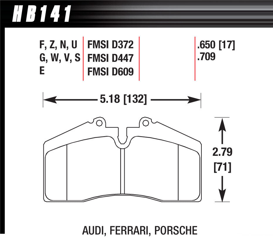 HAWK BRAKE HB141G650 - BRAKE PAD 96-98 PORSCHE FRONT AND REAR DTC-60 image