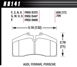 HAWK BRAKE HB141U650 - Brake PAds DTC-70 Audi Ferrari Porsche image