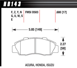 HAWK BRAKE HB143F680 - Performance Street Brake Pads (4) image