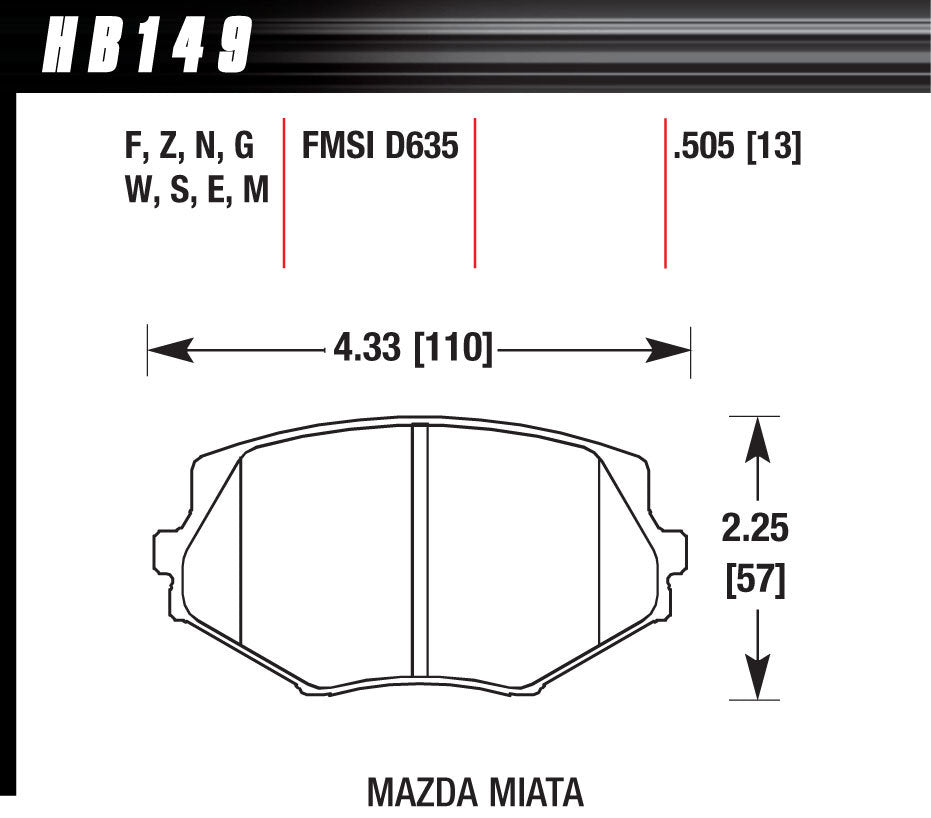 HAWK BRAKE HB149G505 - Brake Pads Front Mazda Miata MX-5 DTC-60 image