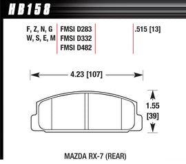 HAWK BRAKE HB158F515 - Street Brake Pads Rear Mazda RX-7 HPS image