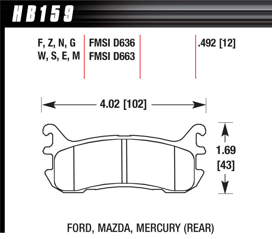 HAWK BRAKE HB159E492 - Street Brake Pads Rear Miata Blue image