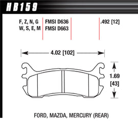 HAWK BRAKE HB159E492 - Street Brake Pads Rear Miata Blue image