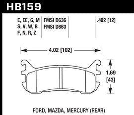 HAWK BRAKE HB159W.492 - Street Brake Pads Rear Miata DTC 30 image