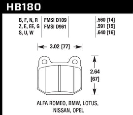 HAWK BRAKE HB180B.560 - Street Brake Pads Rear WRX HPS 5.0 image