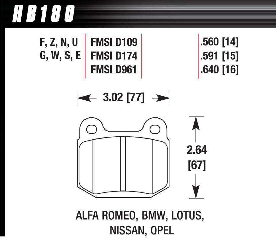 HAWK BRAKE HB180F560 - Performance Street Brake Pads (4) image