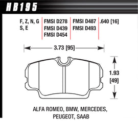 HAWK BRAKE HB195G640 - Brake Pads DTC-60 BMW  Mercedes image
