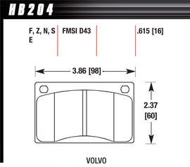 HAWK BRAKE HB204N615 - Brake Pads Volvo Front HP Plus image