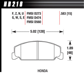 HAWK BRAKE HB218E583 - Brake Pad Front Honda Blue Compound image