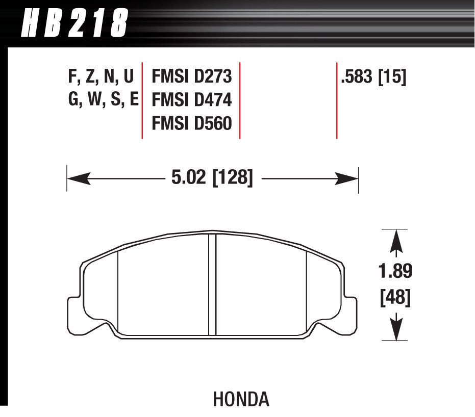 HAWK BRAKE HB218N583 - Performance Street Brake Pads (4) image