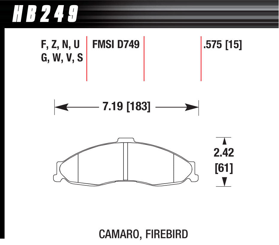 HAWK BRAKE HB249F575 - Performance Street Brake Pads (4) image