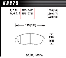 HAWK BRAKE HB275F620 - Performance Street Brake Pads (4) image
