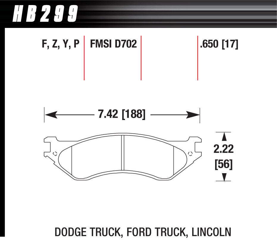 HAWK BRAKE HB299P650 - Performance Street Brake Pads (4) image