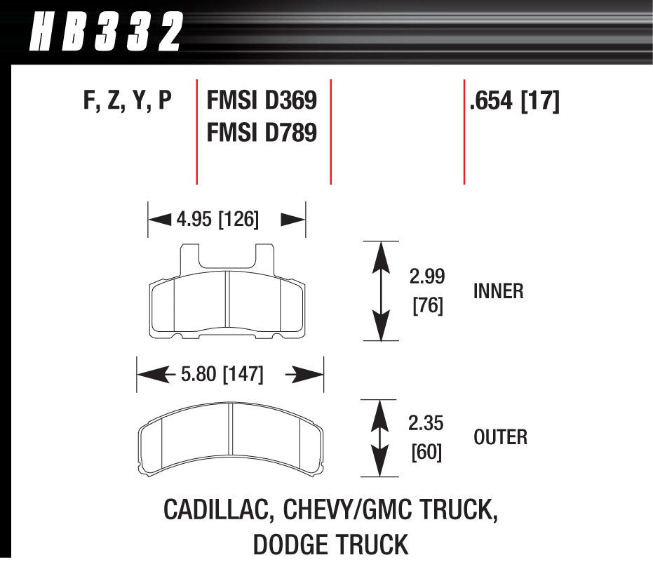 HAWK BRAKE HB332F654 - Performance Street Brake Pads (4) image