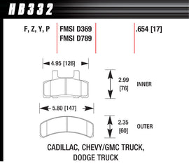 HAWK BRAKE HB332F654 - Performance Street Brake Pads (4) image