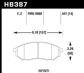 HAWK BRAKE HB387F.547 - Street Brake Pads Front Infiniti HPS image