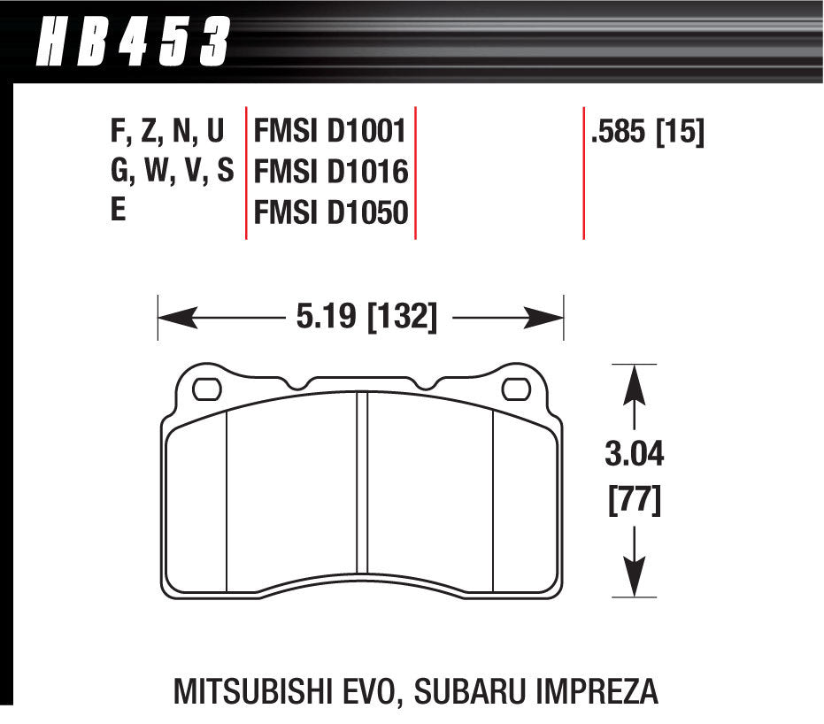 HAWK BRAKE HB453Z585 - Performance Street Brake Pads(4) image
