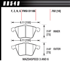 HAWK BRAKE HB549F702 - Performance Street Brake Pads (4) image