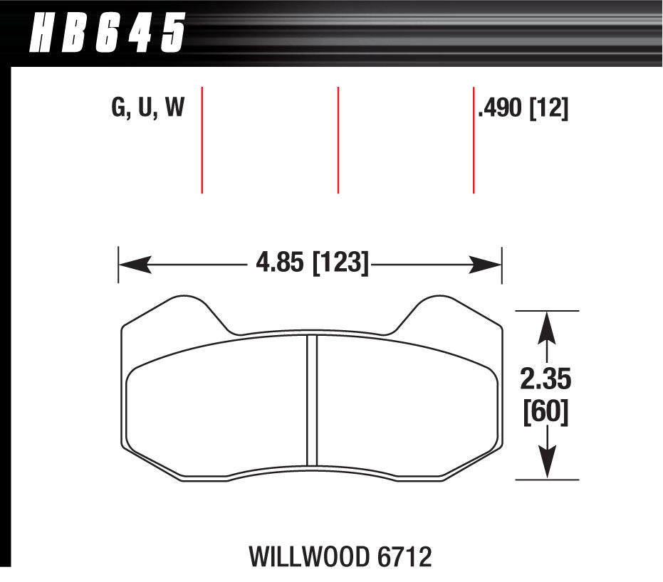 HAWK BRAKE HB645W490 - BRAKE PAD DYNAPRO 6 FRONT AND REAR DTC-30 image