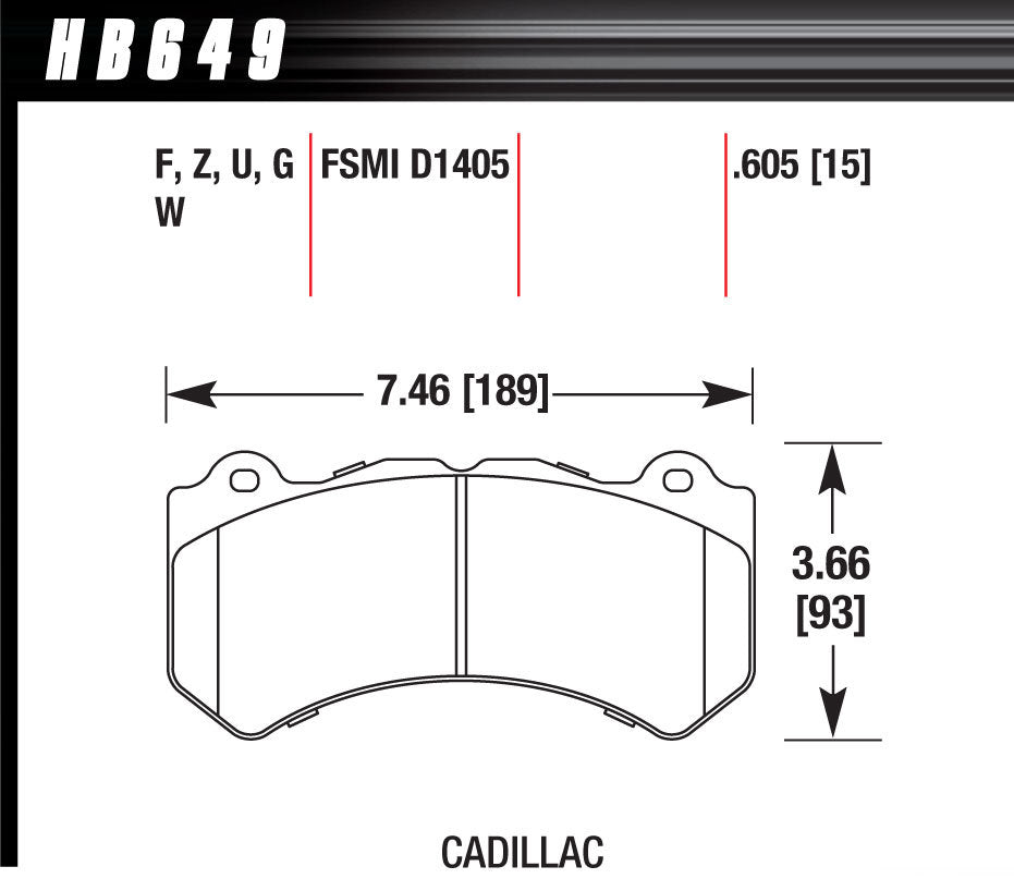 HAWK BRAKE HB649Z605 - Brake Pads GM / Dodge Front Ceramic image
