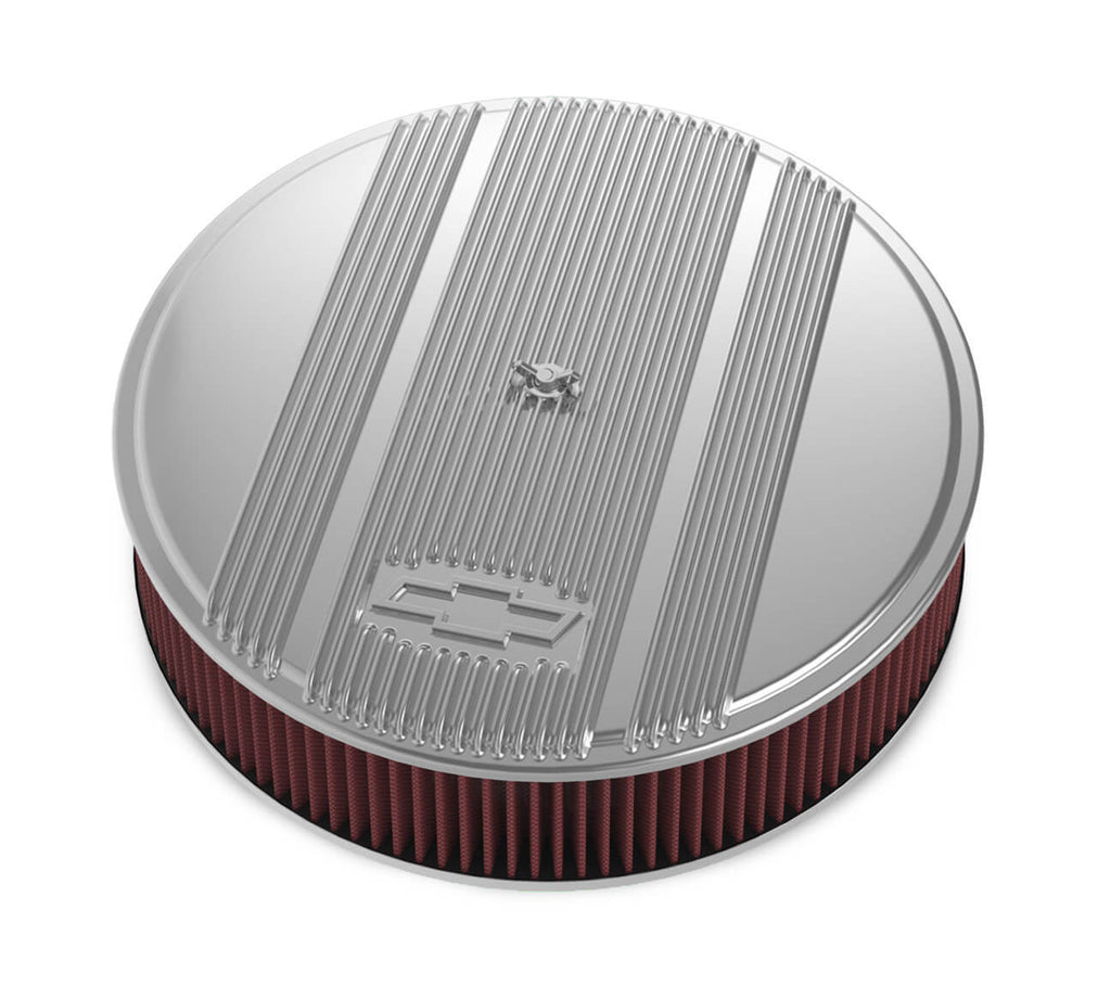 HOLLEY 120-174 - 14 x 3 Air Cleaner Finned Bowtie Polished image