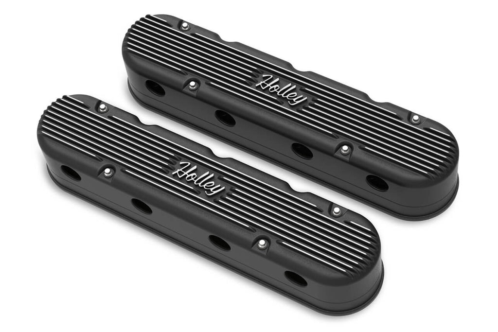 HOLLEY 241-172 - 2-Piece Cast Alm GM LS Valve Cover Set - Black image