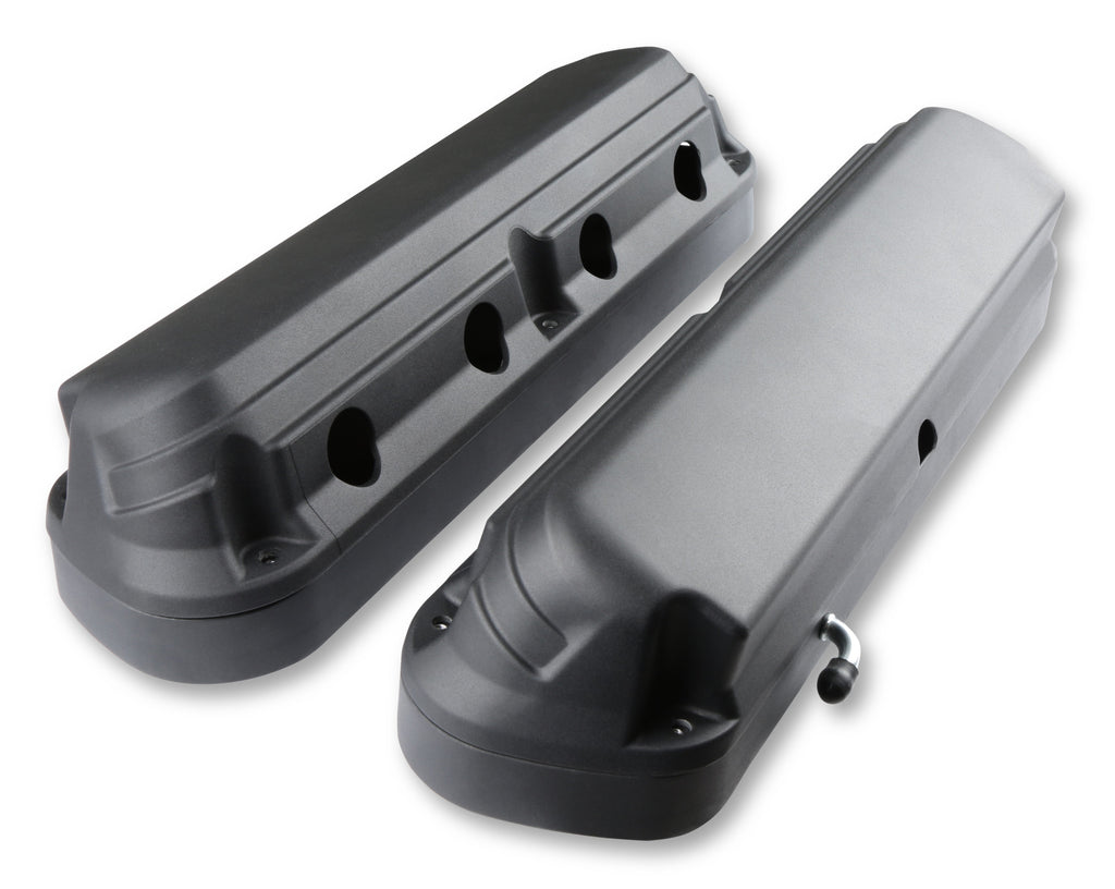 HOLLEY 241-187 - 2-Piece Alm Valve Cover Set GM LS Black Finish image