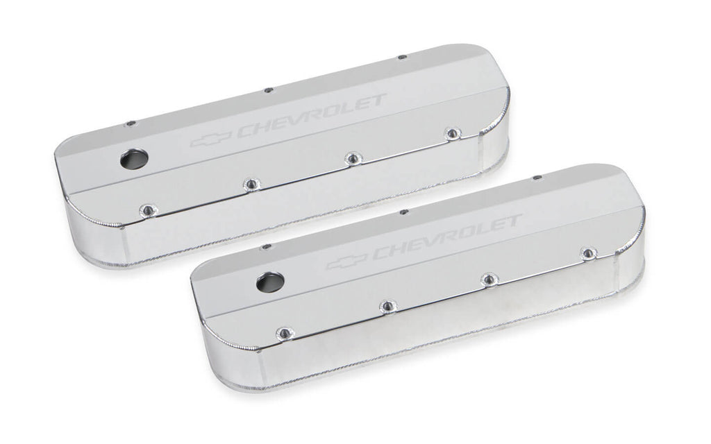 HOLLEY 241-278 - BBC Billet Rail Fab. Alm Valve Covers w/.125 Hole image