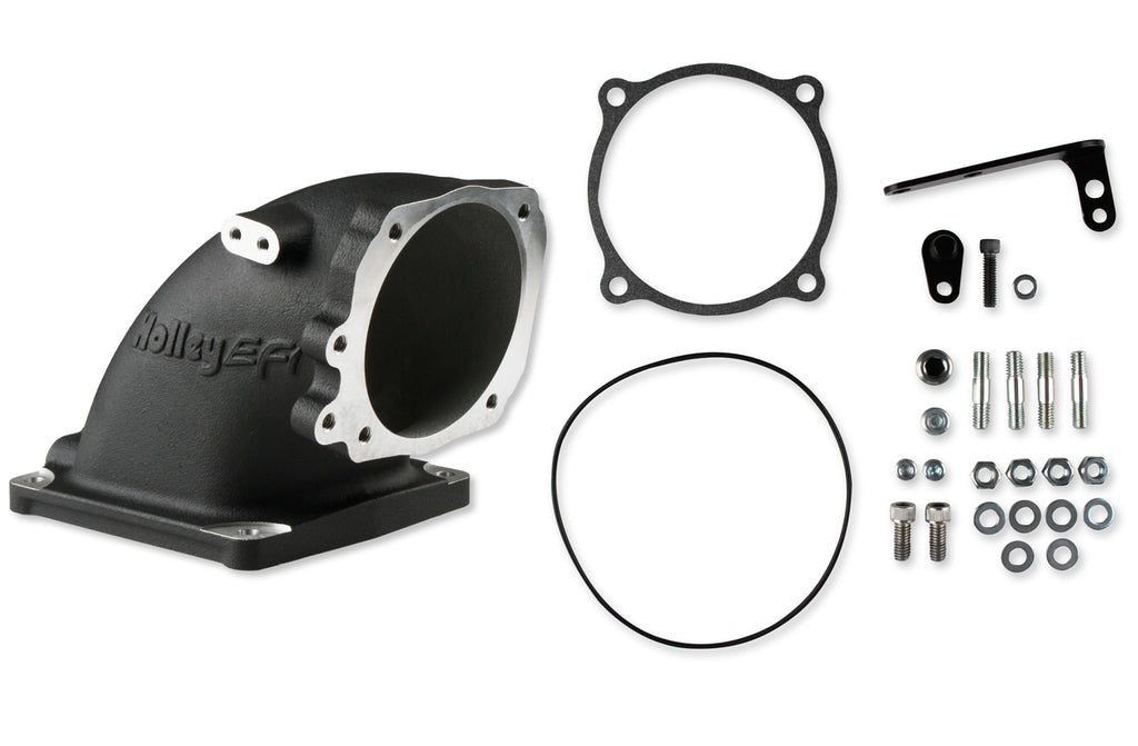 HOLLEY 300-249BK - Intake Elbow Ford 5.0L W/4500 TB Flange Black image