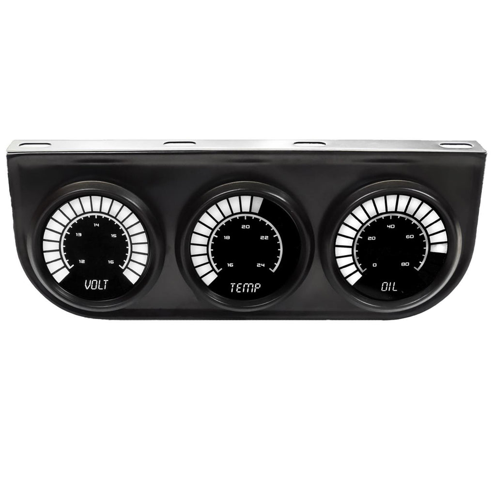 INTELLITRONIX B9333W - 3 Gauge Kit LED Bargraph Panel 2-1/6 w/White LED image