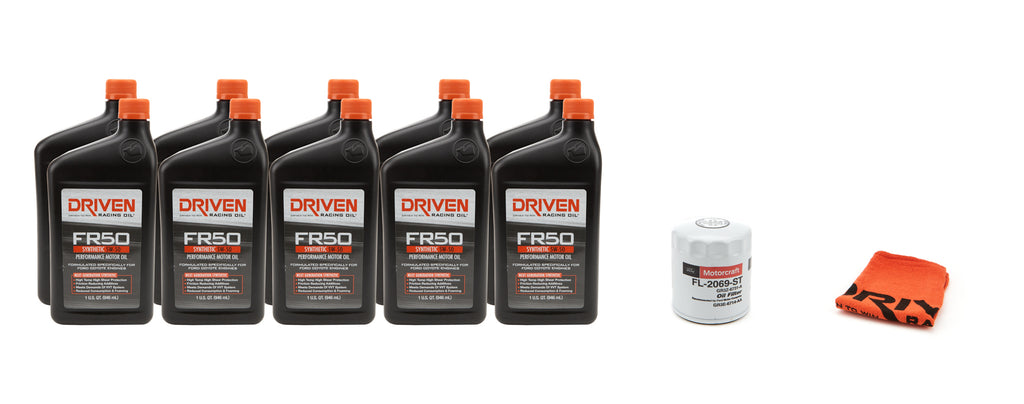 DRIVEN RACING OIL 21051K - 5w50 Oil Change Kit 2015 Mustang GT350 5.2L 10Qt. image