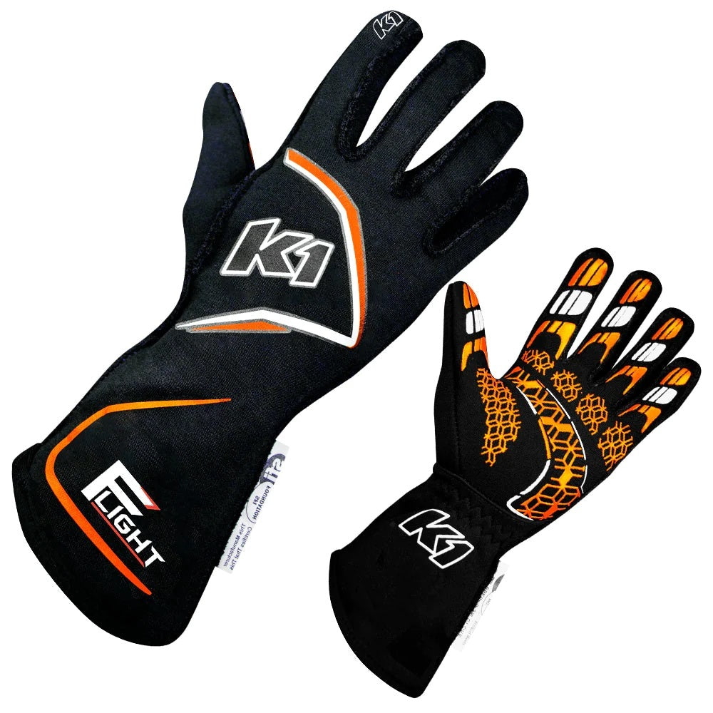 K1 RACEGEAR 23-FLT-NFO-2XL - Gloves Flight XX-Large Black-Flo Oragne image