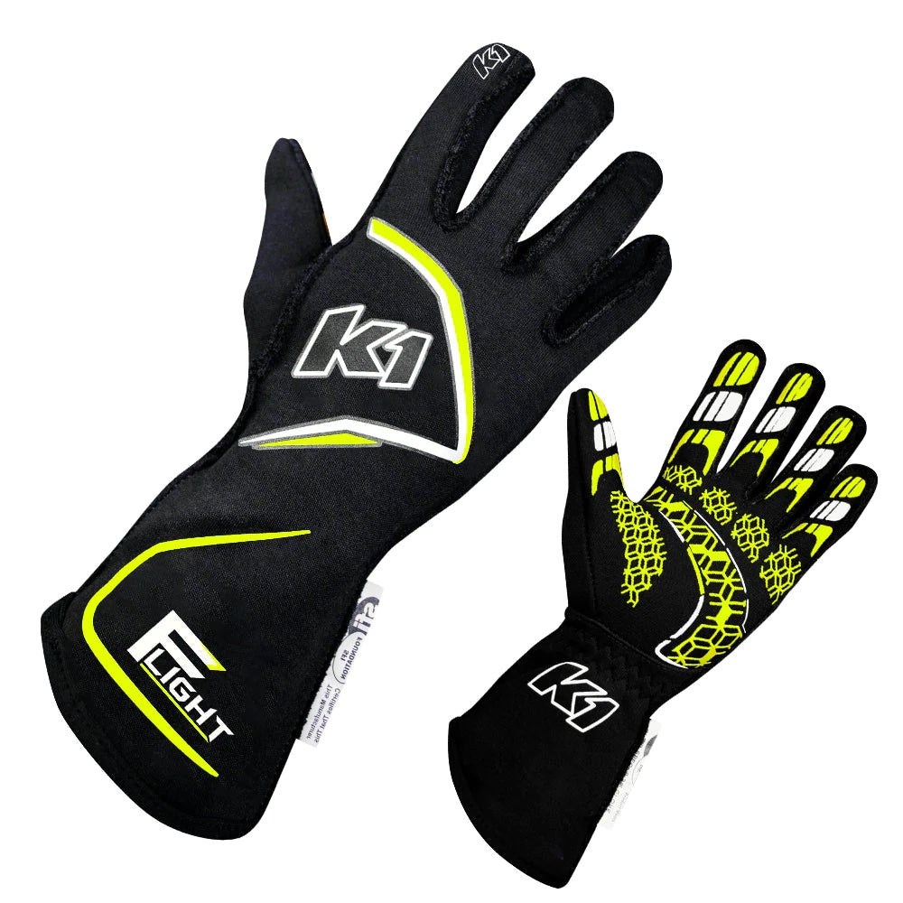 K1 RACEGEAR 23-FLT-NFY-M - Gloves Flight Medium Black-Flo Yellow image