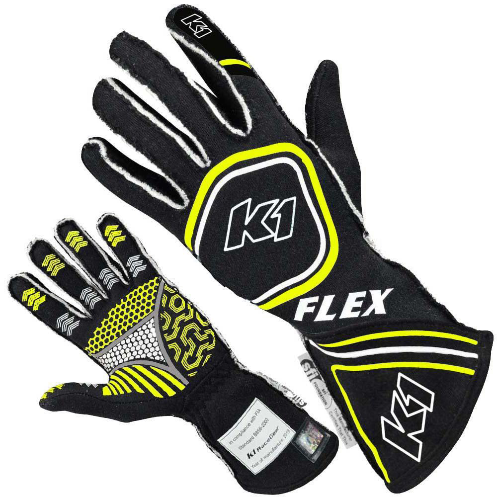 K1 RACEGEAR 23-FLX-NFY-XL - Glove Flex X-Large Black / Flo Yellow SFI / FIA image