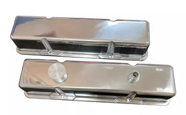 KEVKO OIL PANS & COMPONENTS VC203-2 - SBC Polished Cast-Alm. Blank Valve Cover Set image