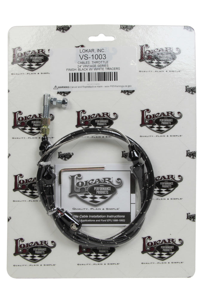 LOKAR VS-1003 - VS Throttle Cable Black Black Wrap w/ White Trac image