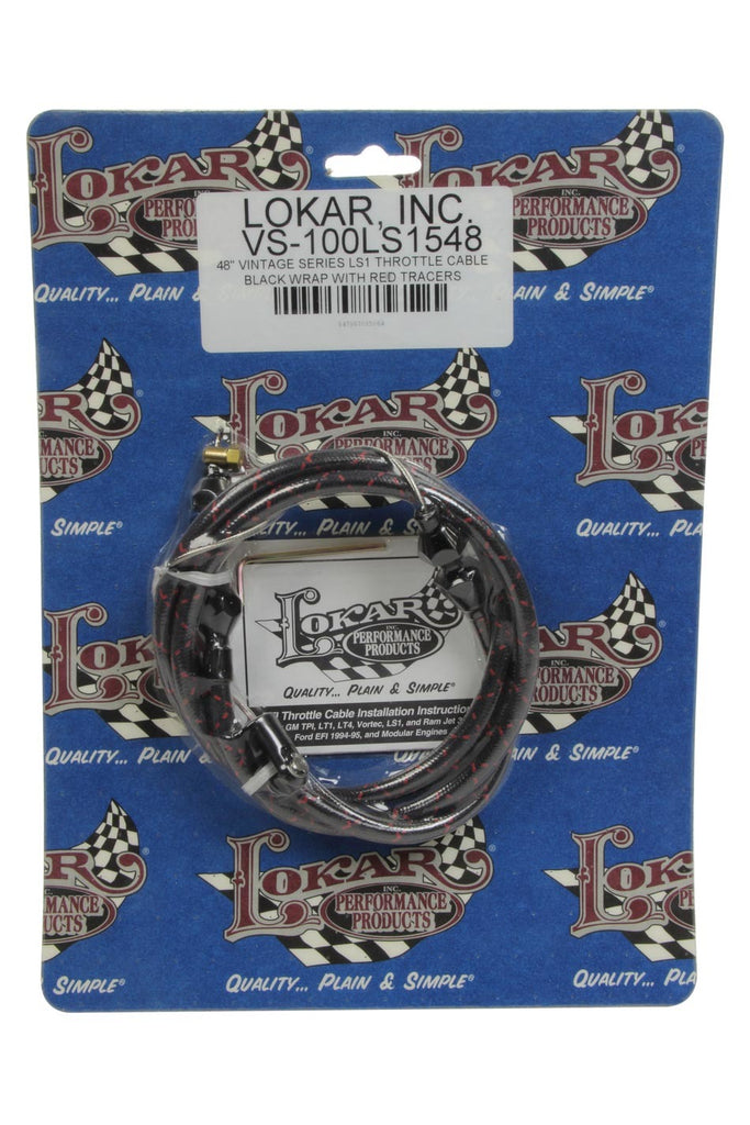 LOKAR VS-100LS1548 - VS Throttle Cable Black Black Wrap w/ Red Tracer image