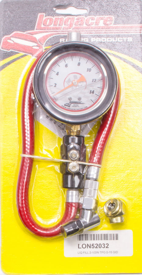 LONGACRE 52-52032 - Tire Gauge 0-15PSI 2.5in GID Dual Bleed image