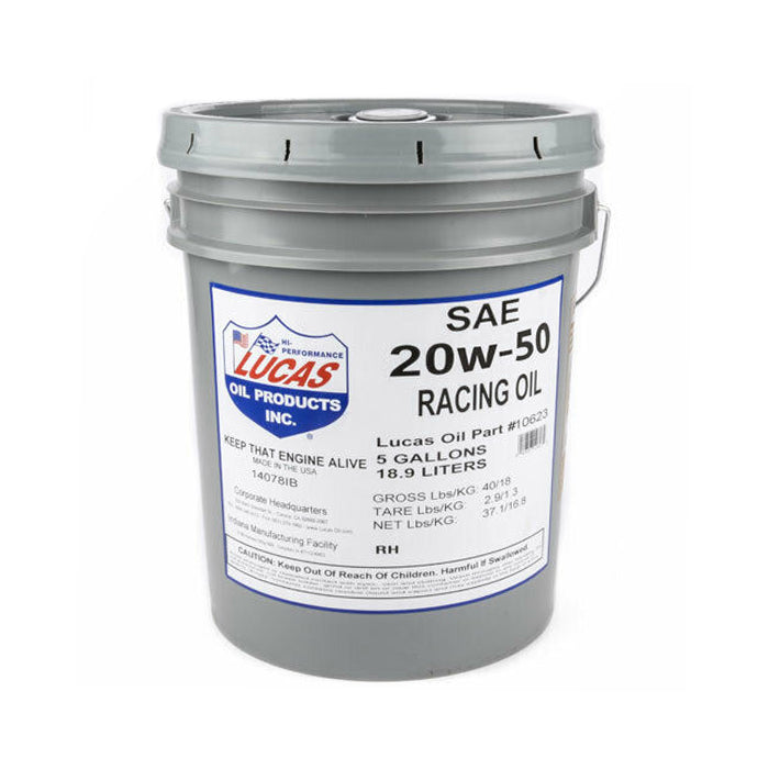 LUCAS OIL 10623 - SAE 20W-50 Racing Motor Oil 5 Gallon Pail image