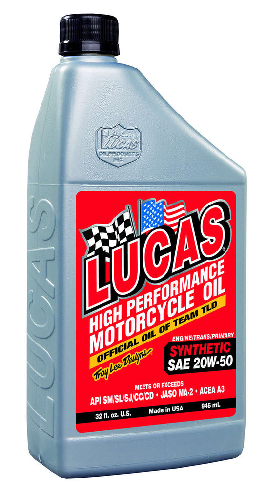 LUCAS OIL 10702-6 - Synthetic SAE 20w50 Motorcycle Oil 6x1 Qt image