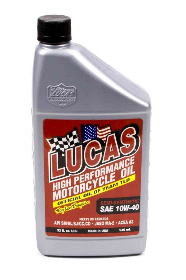 LUCAS OIL 10710 - Semi-Synthetic 10w40 Motorcycle Oil Qt image