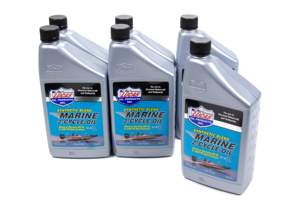 LUCAS OIL 10860-6 - Marine Oil 2 Cycle Case 6 x 1 Qt. Synthetic Blen image