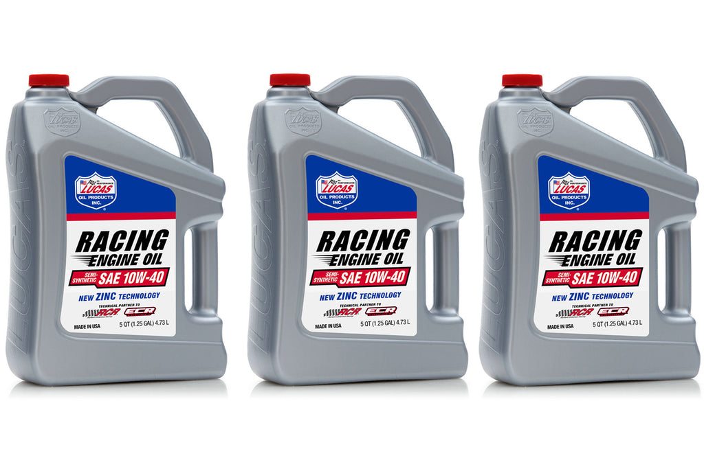 LUCAS OIL 10913-3 - 10w40 Semi Synthetic Racing Oil 3 x 5 Quart image