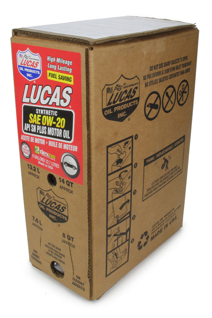 LUCAS OIL 18003 - Synthetic SAE 0W20 Oil 6 Gallon Bag In Box Dexos image