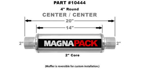 MAGNAFLOW PERF EXHAUST 10444 - 4in Round Muffler 2in In/Out image