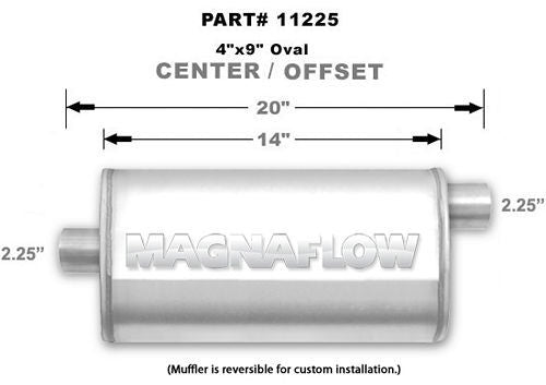MAGNAFLOW PERF EXHAUST 11225 - Stainless Muffler 2.25in. Offset In/Center image