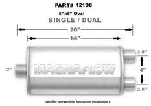 Load image into Gallery viewer, MAGNAFLOW PERF EXHAUST 12198 - Stainless Muffler 3in Inlet/Dual 2.5in Out image