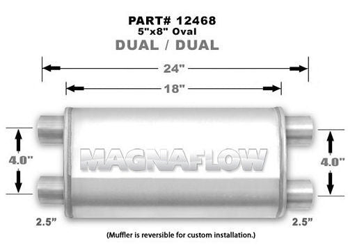 MAGNAFLOW PERF EXHAUST 12468 - Stainless Muffler 2.5in Dual In / Dual Out image