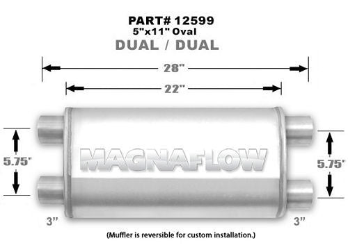 MAGNAFLOW PERF EXHAUST 12599 - Muffler Stainless 3in Dual In/Out image